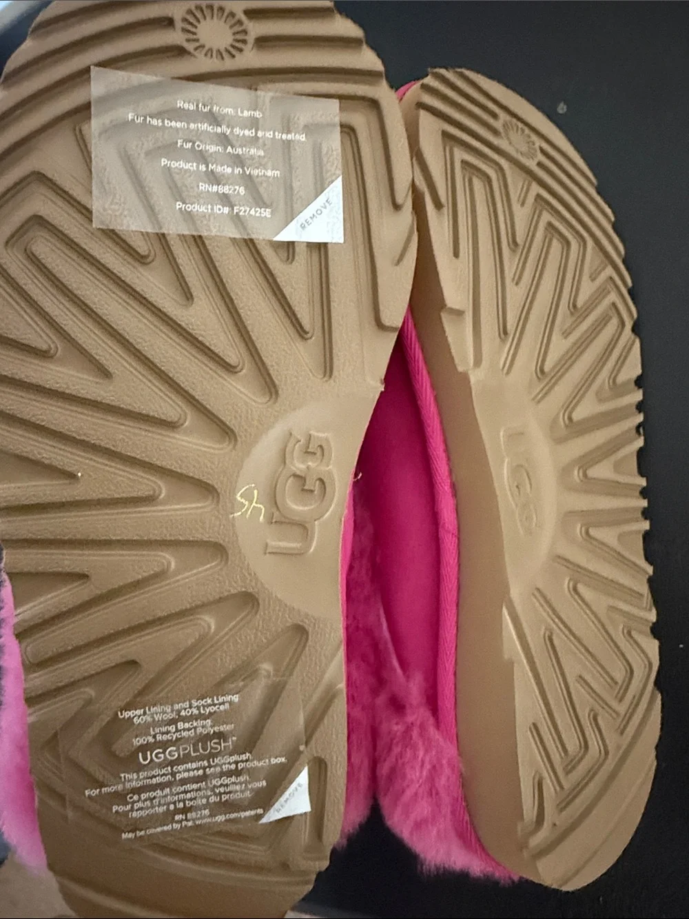 UGG Kids Hot Pink Shearling Slip-On Slippers